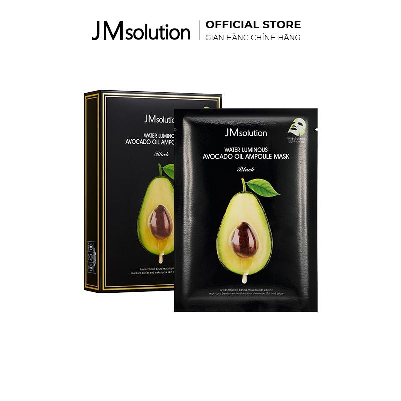 Mặt Nạ Dưỡng Căng Mịn Và Bảo Vệ Da JMsolution Water Luminous Avocado Oil Ampoule Mask Black 35ml x 10 Miếng