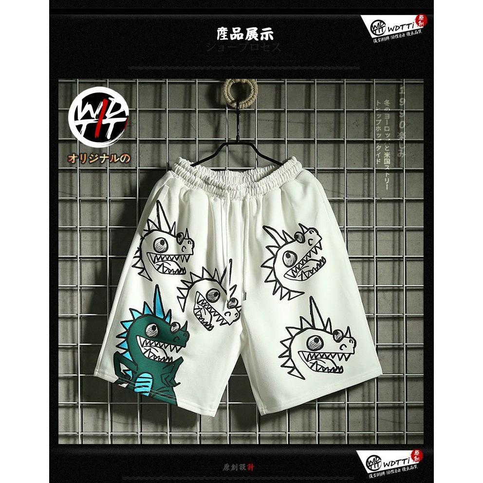 Quần short poly in hình khủng long co giãn 4 chiều mềm mịn