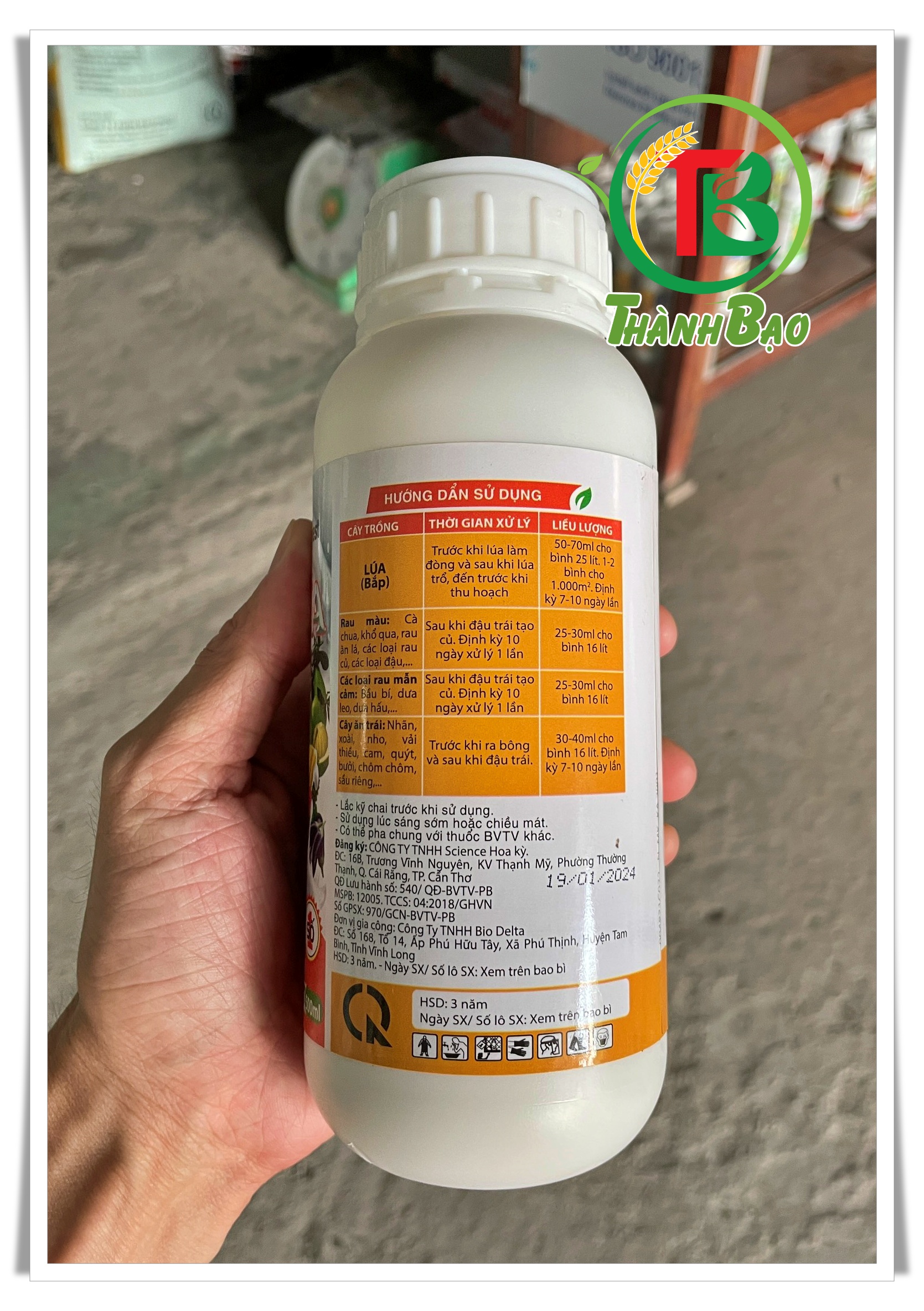 Phân bón NPK Kali Bo Sữa chai 500ml - Trỗ thoát đòng loạt, Vô gạo cực nhanh, Tăng số hạt, Lá đòng xanh bền, Cứng cây, Hạt lúa sáng