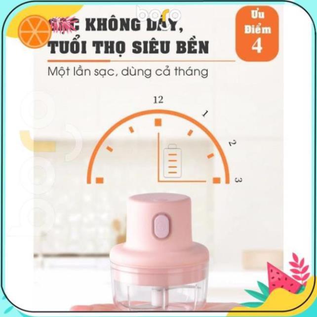 Máy Xay Mini Sạc Điện Cầm Tay, Xay Thịt, Xay Đồ Ăn Dặm Cho Bé, Gia Vị, Tỏi, Ớt Siêu Tiện Dụng Cho Bạn