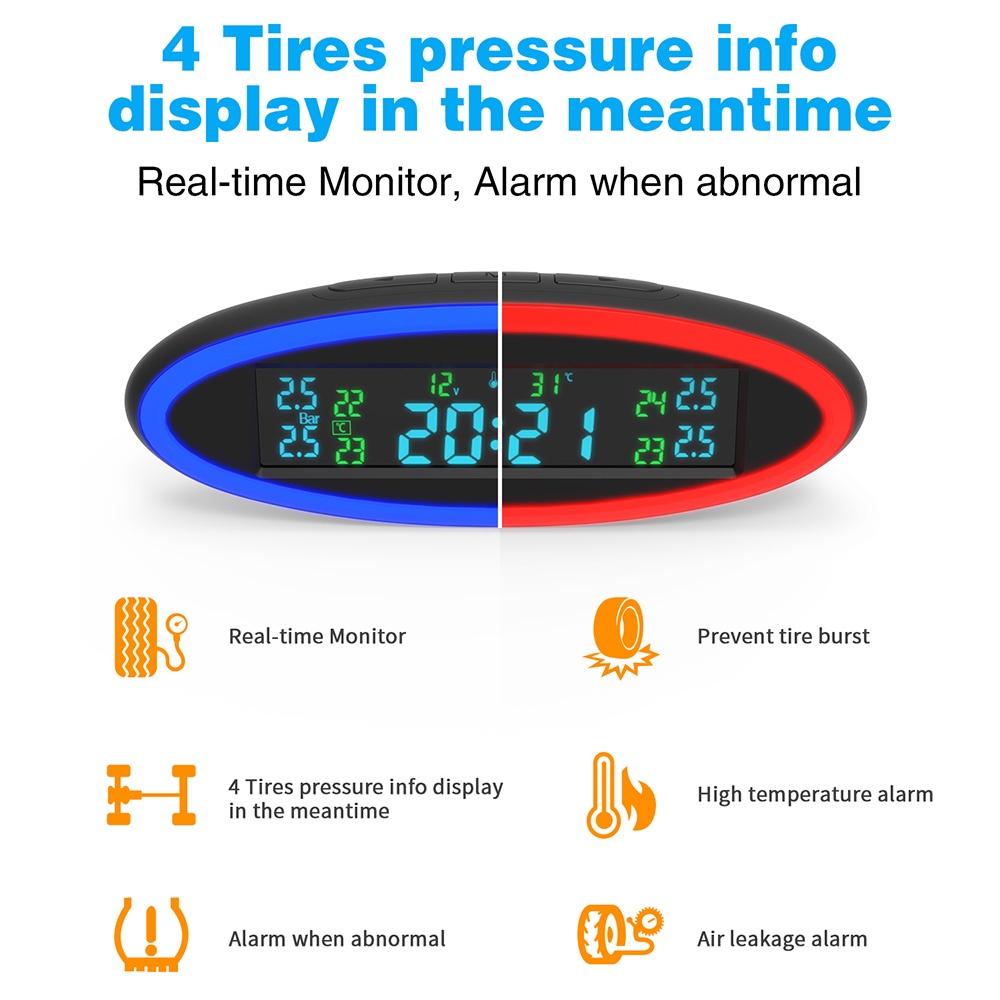 Bộ 4 cảm biến áp suất lốp xe hơi TPMS USB ACC OBD Mini có đèn LED