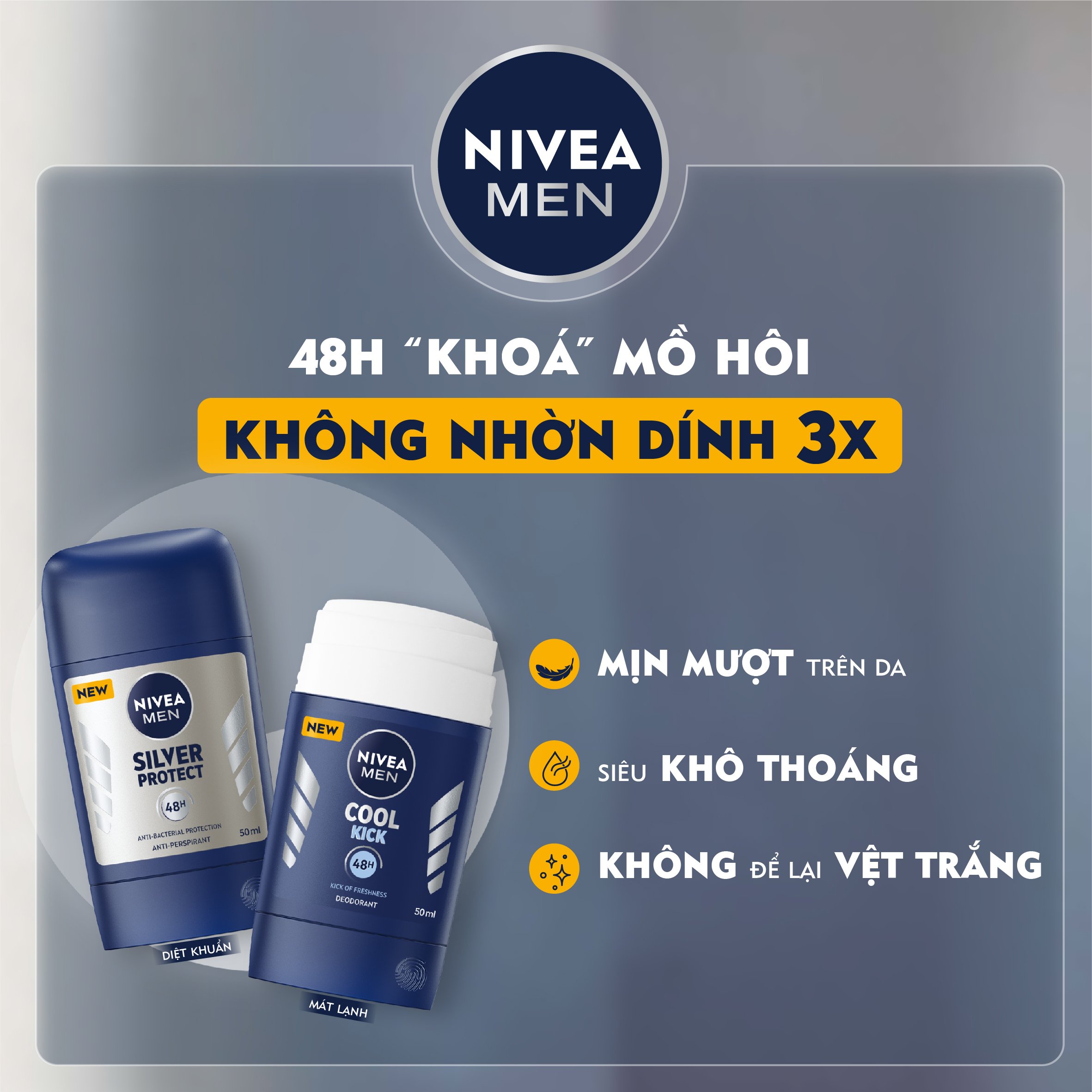 Sáp Ngăn Mùi NIVEA MEN Cool Kick Mát Lạnh - 83139