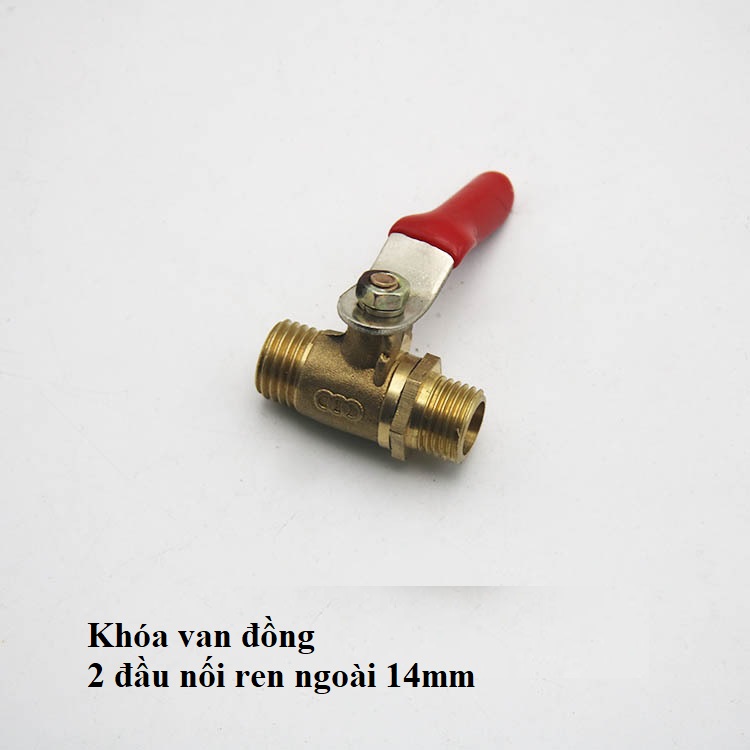 Van đồng khóa nước 1/4 (Ren 13) - loại dày - đồng thau 100% - van gạt khóa cao cấp