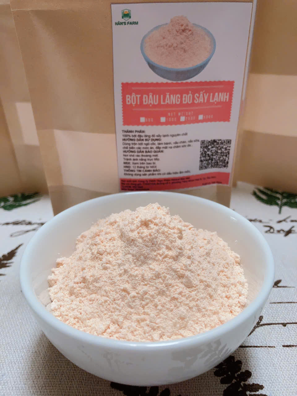 Bột đậu lăng đỏ sấy lạnh nguyên chất siêu mịn, không biến đổi gen - Cold drying red lentil powder