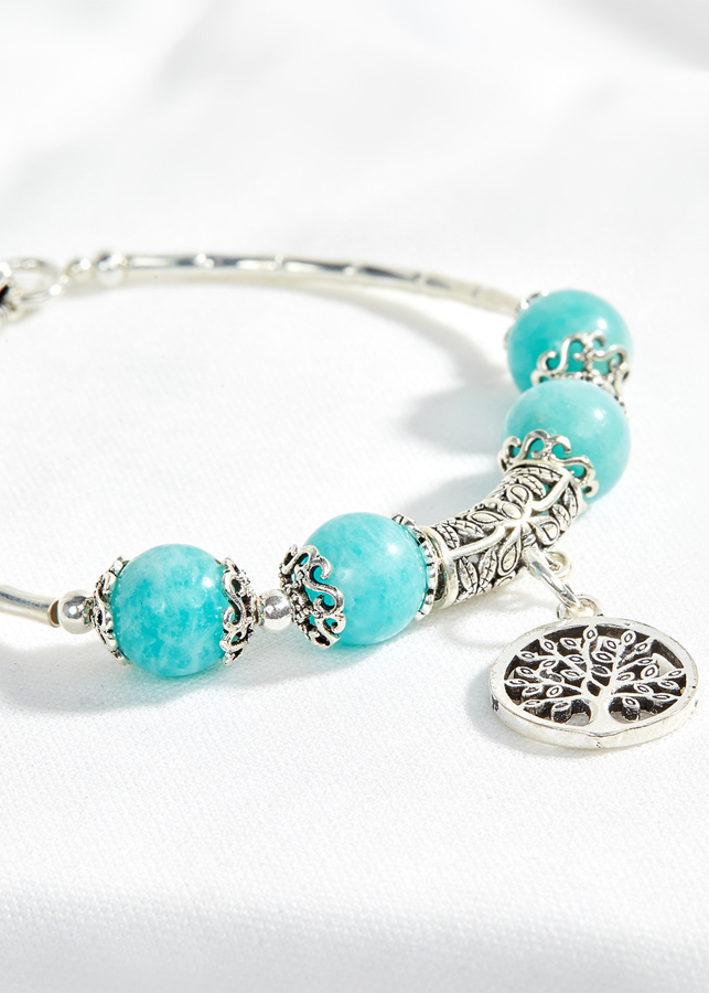 Vòng amazonite phối charm cây bạc Ngọc Quý Gemstones