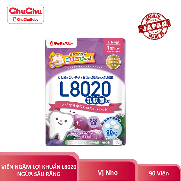 Combo 4 gói viên ngậm lợi khuẩn vị sữa chua L8020 ngừa sâu răng Chuchu Baby (90 viên/ gói)