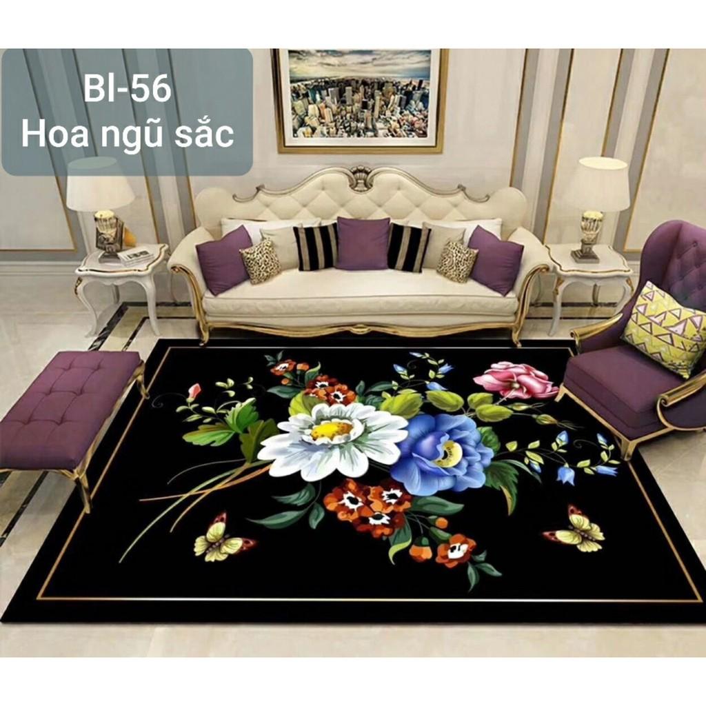 Thảm nỉ nhung BALI trải sàn loại 1m6 x 2m3 mẫu hoa cánh tròn