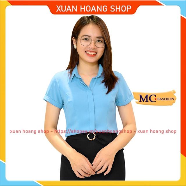 Áo Sơ Mi Nữ Công Sở Đẹp Mc Fashion Ngắn Cộc Tay, Màu Trắng, Đen, Đỏ, Hồng, Tím, Xanh Công Đoàn A688