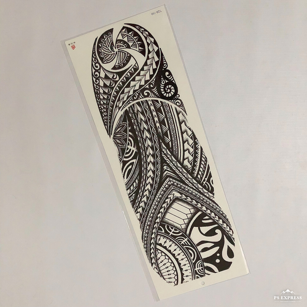 Hình xăm dán hoa văn maori 17x48cm- phù hợp dán ở tay, chân, 1/2 lưng