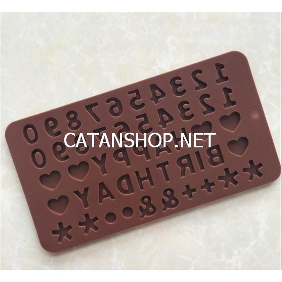Khuôn làm socola chữ happy birthday và số , khuôn silicon làm kẹo dẻo / kẹo chip / thạch, khuôn tạo hình cute