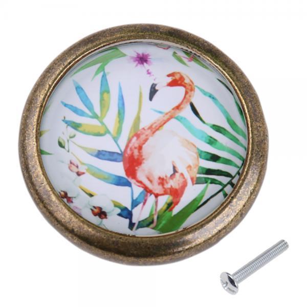 3X Retro Drawer Cabinet Cupboard Door Pull Handle Knob Flamingo Home Decor 1