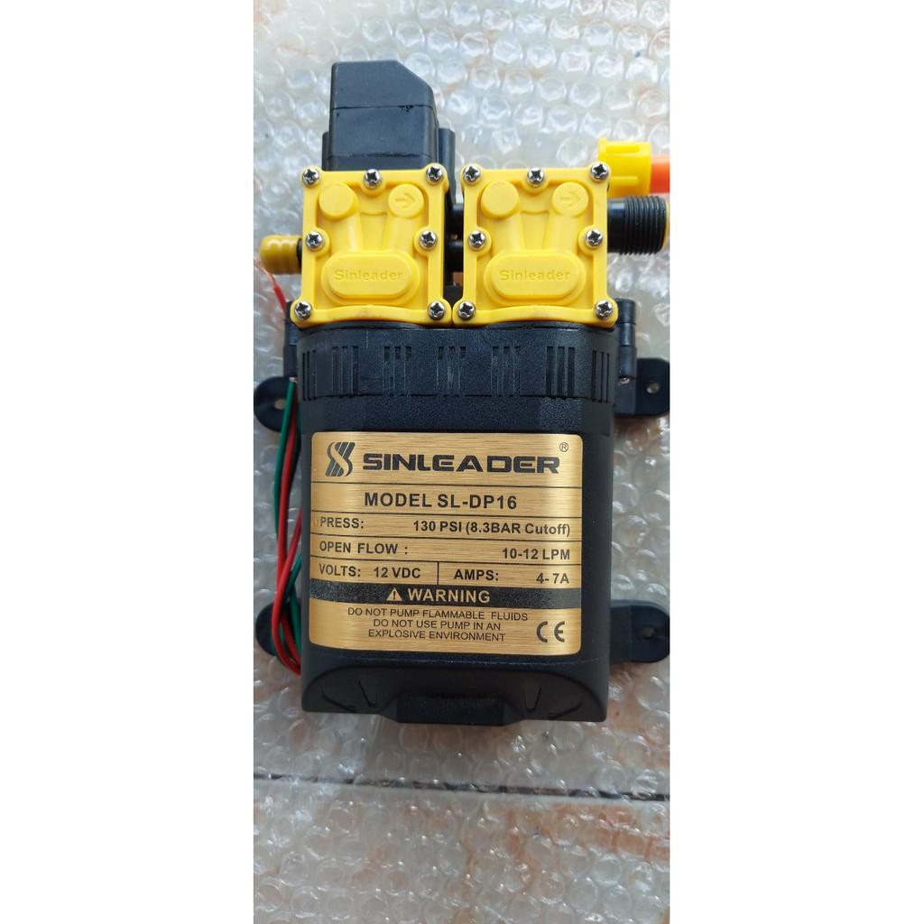 Bơm đôi tăng áp SINLEADER 12V Tự động hút và ngắt nước khi khóa van đầu ra sử dụng rửa xe phun sương tưới lan...