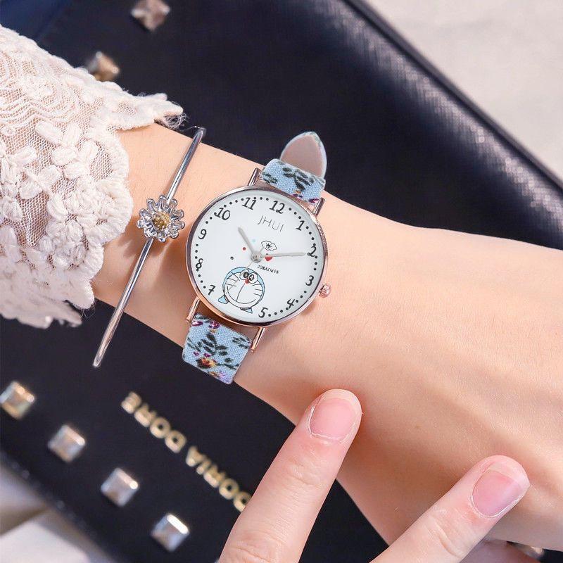 Đồng Hồ Đeo Tay Dây Vải Họa Tiết Doraemon Xinh Xắn Cho Nữ(Vòng đeo tay và hộp không bao gồm