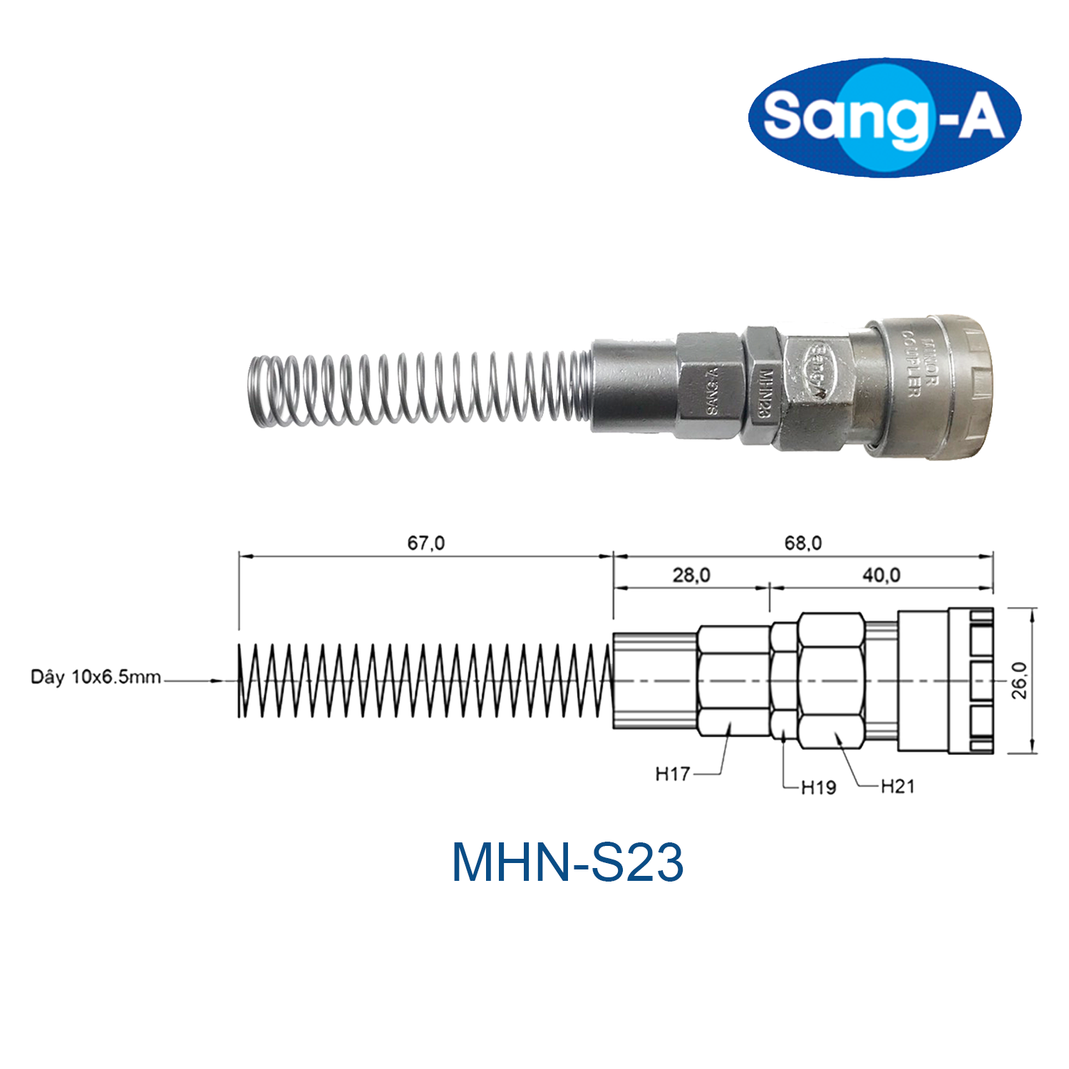 Đầu nối nhanh khí nén MHN-S,  Sang - A (Hàn Quốc)