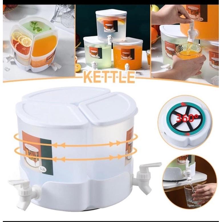 Bình đựng nước 3 ngăn xoay tròn 360 độ kèm vòi tiện dụng- Kanta store