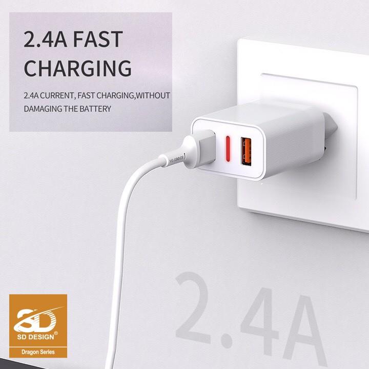 Bộ Củ+ cáp sạc SD DESIGN HG01 đầy đủ chân sạc ,TypeC,Micro cho mọi ĐT ip,ss,..