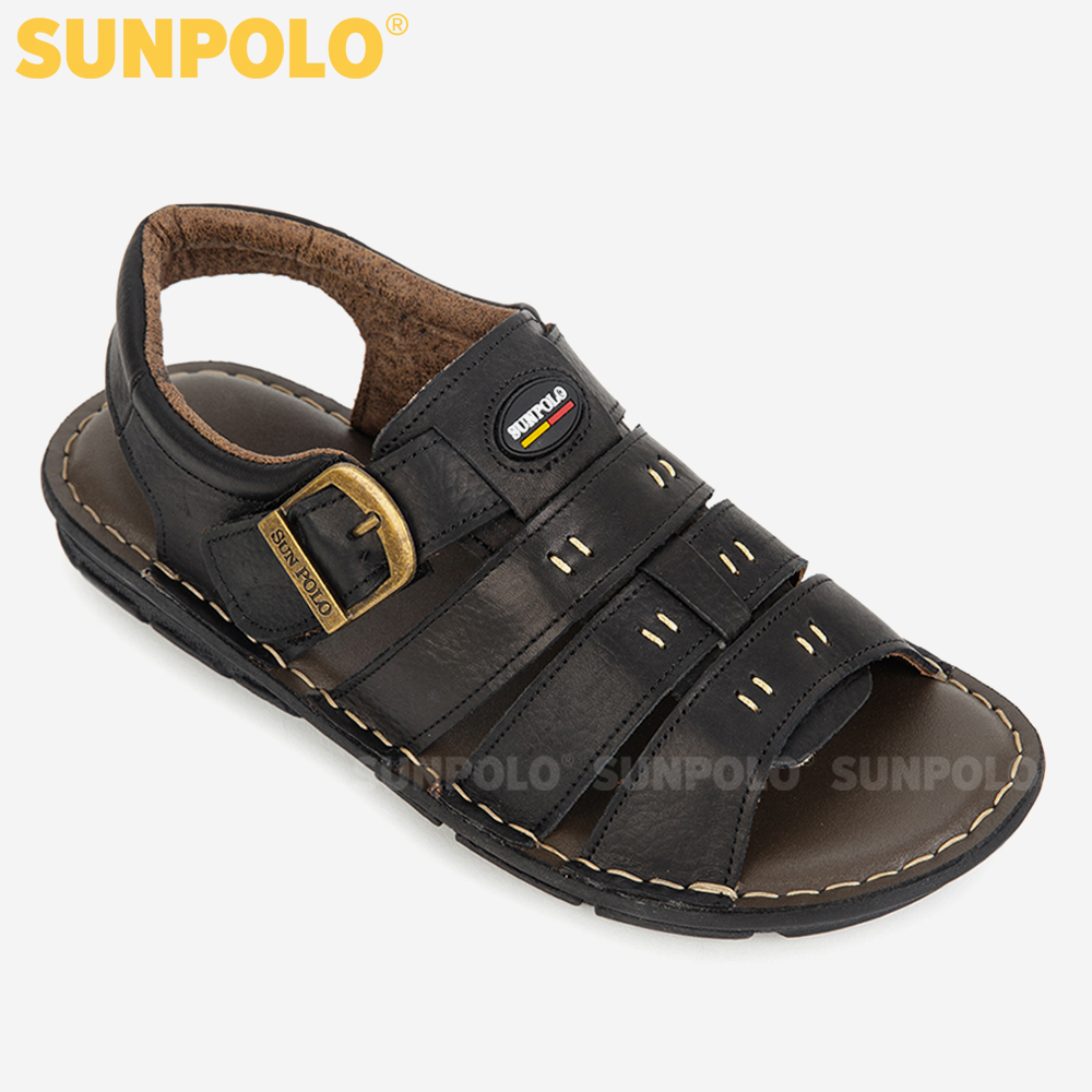Xăng Đan Quai Ngang, Giày Sandal Nam Da Bò SUNPOLO SDA006