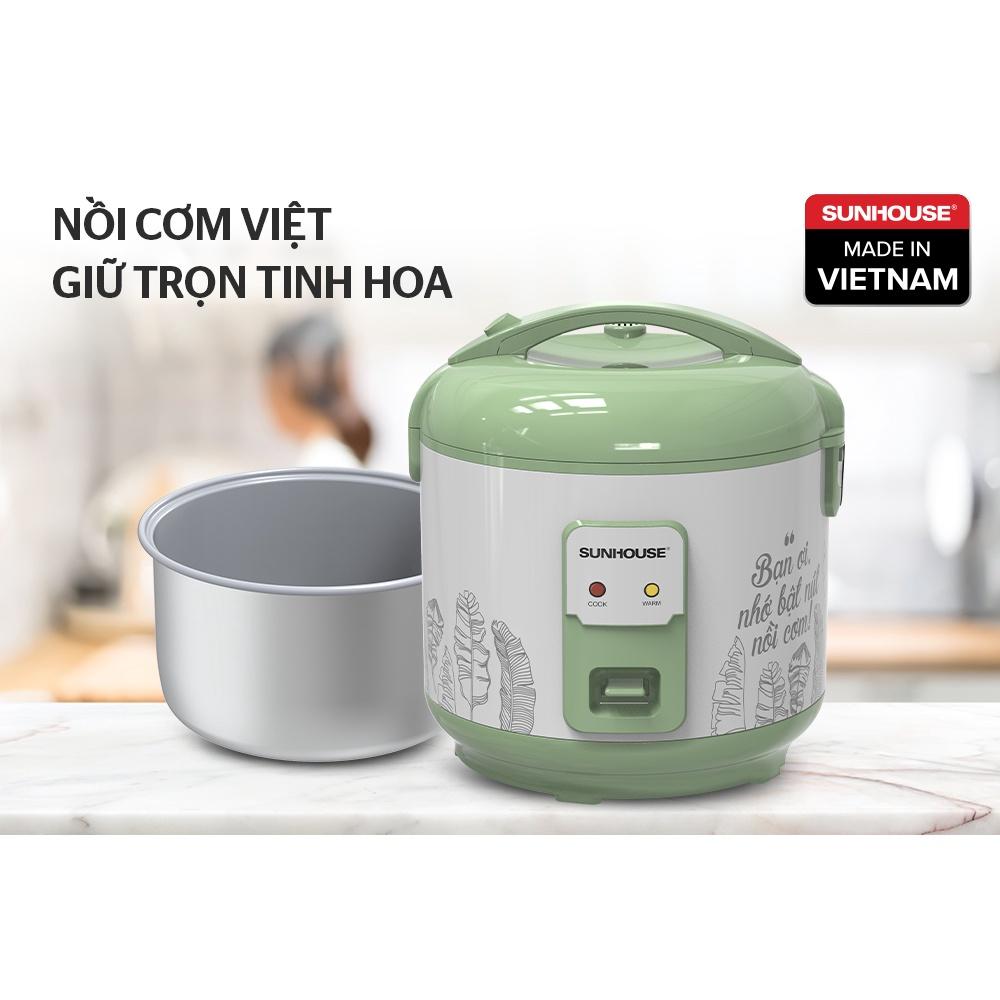 Nồi cơm điện Sunhouse SHD8621, Công suất 700W, Dung tích 1.8 lít, Sản xuất tại Việt Nam, Hàng chính hãng - Bảo hành 12 tháng