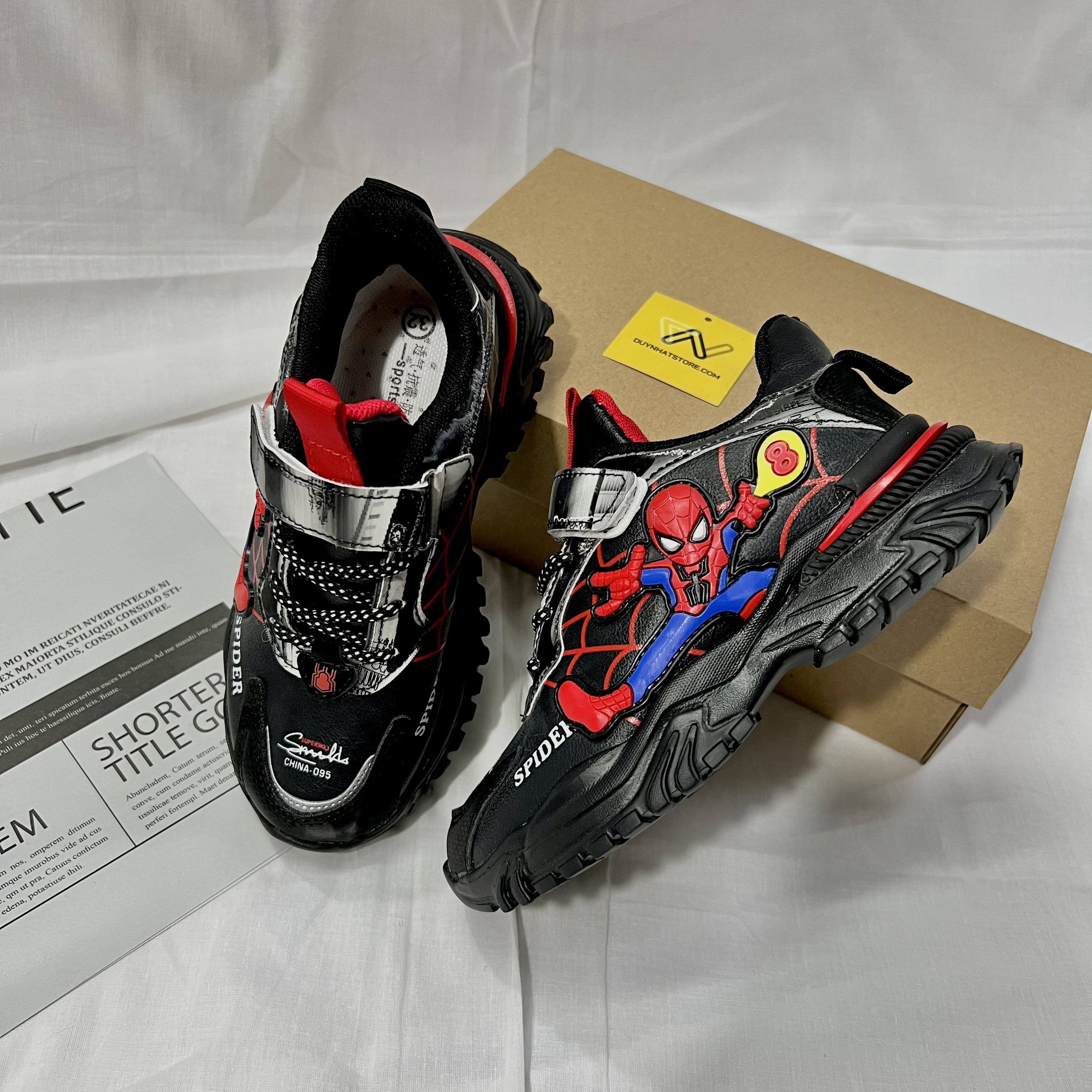 Giày Thể Thao Em Bé Trai Siêu Nhân Nhện Spider Man Màu Đen Đế Nhẹ Duy Nhật Store Sang Đẹp Êm Sneaker Bata Trend Size Lớn