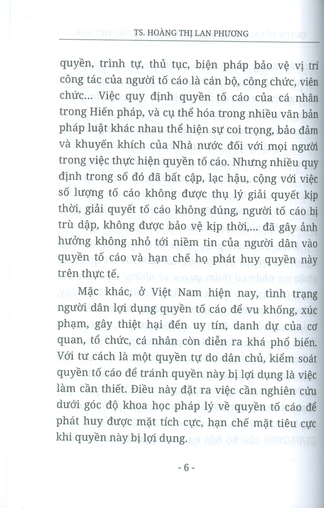 Quyền Tố Cáo Của Công Dân Theo Pháp Luật Việt Nam (Sách Chuyên Khảo)