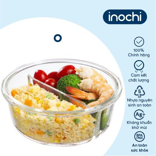 Hộp thuỷ tinh tròn Inochi - Nikko 950 ml ( 2 ngăn )