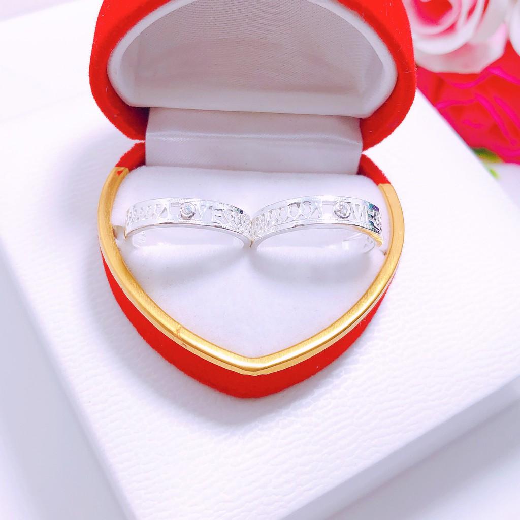 Nhẫn cặp, nhẫn đôi bạc ta chữ love, nhẫn đôi bibi silver