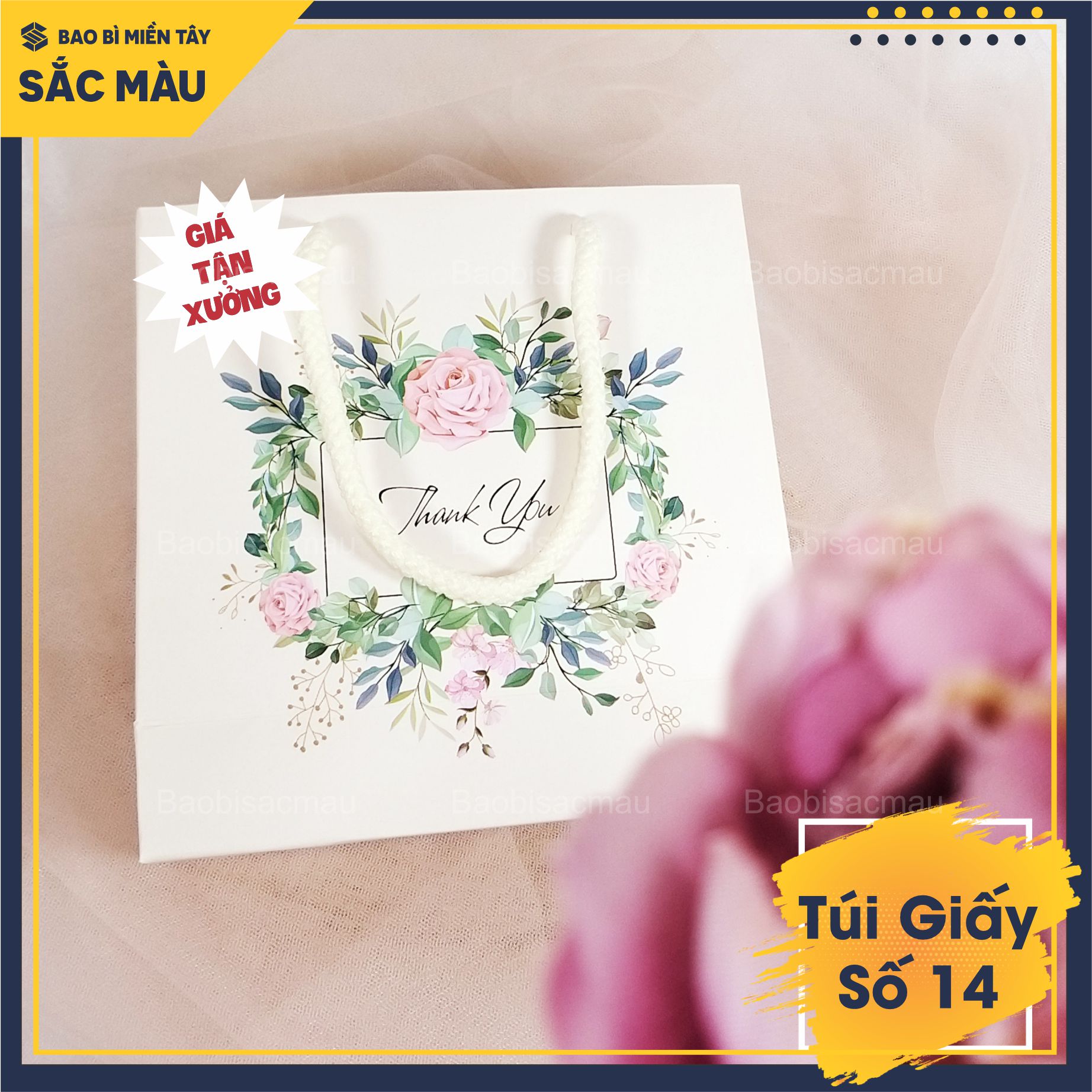 5 Túi giấy vuông- túi Thankyou đựng quà tặng, nước hoa, mỹ phẩm, phụ kiện.... - Túi giấy số 14