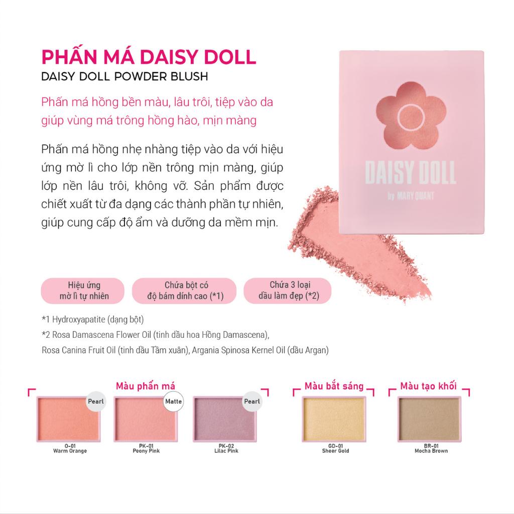 Phấn Má Hồng Daisy Doll By Mary Quant Nhật Bản Siêu Mịn Màu O-01 Warm Orange Hộp Kèm Cọ 8.3g