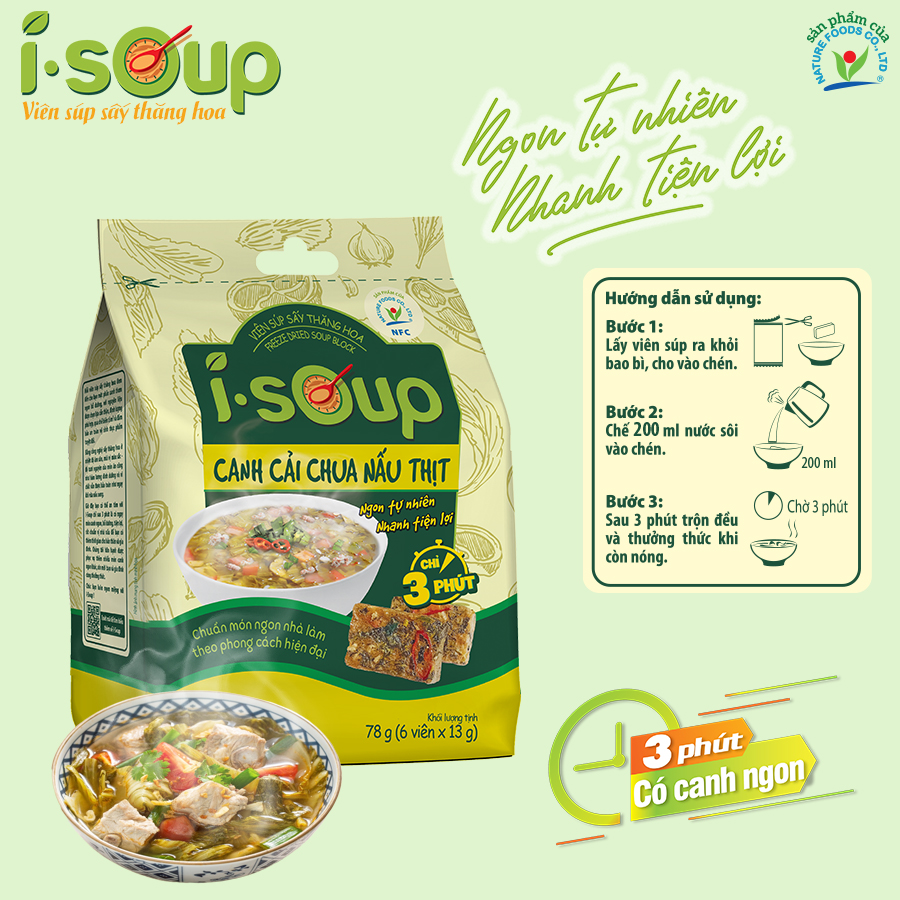 Canh Cải Chua Nấu Thịt Ăn Liền I-Soup 78g 06 viên