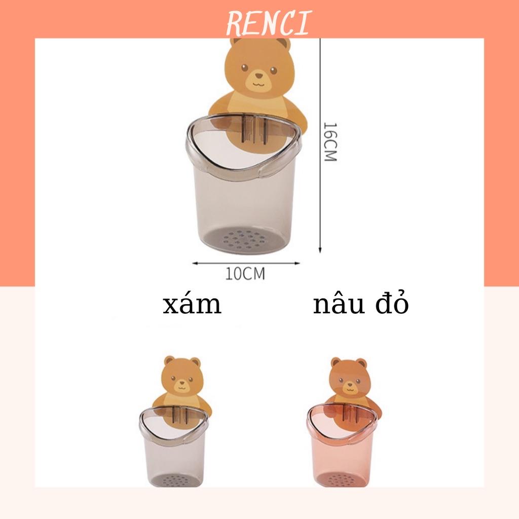 Cốc Đựng Bàn Chải, Kem Đánh Răng Hình Gấu Cute Dính Tường