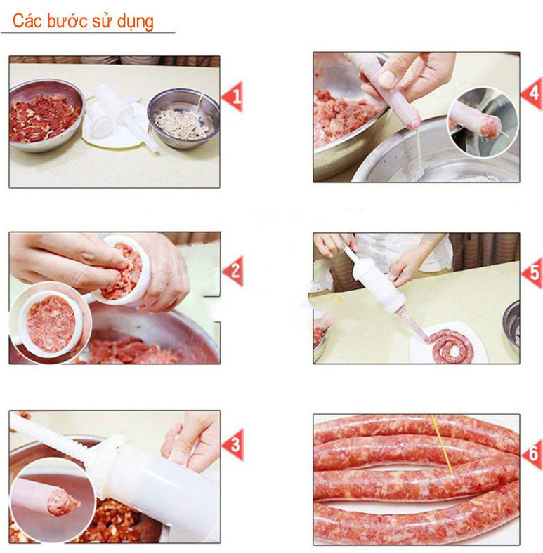 ️SALE[DEAL SỐC Dụng Cụ Nhồi Xúc xích. Làm lạp xưởng bằng tay siêu tiện lợi. Nhựa PP an toàn