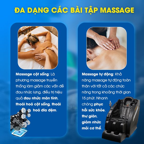 Ghế massage toàn thân,Funiko F7 2D cố định bảng điều khiển cảm ứng tiếng việt,6 bài tập massage trị liệu chuyên sâu