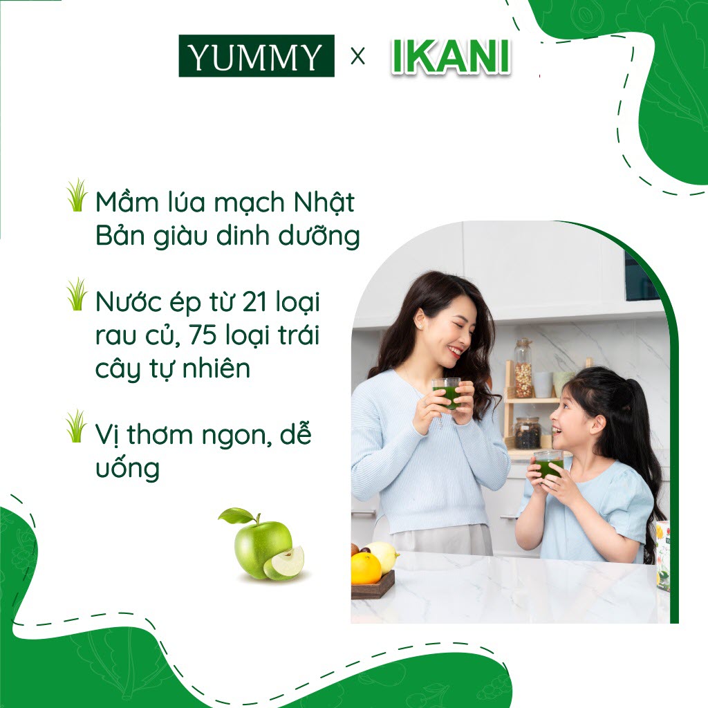 Bột mầm lúa mạch trái cây Yummy nhập khẩu Nhật Bản - Hộp 20 gói x 3g