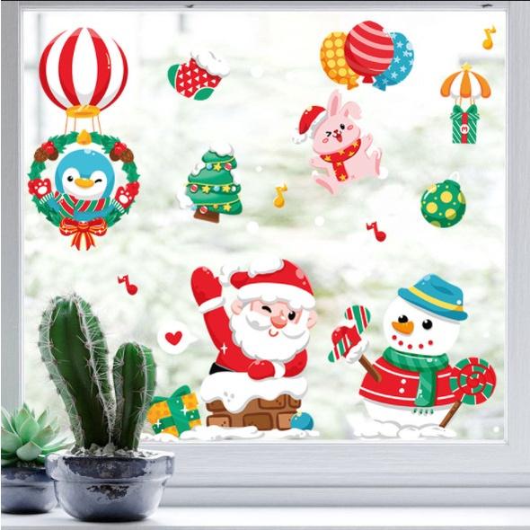 Decal trang trí Noel Hít Tĩnh Điện 2 mặt - NOEL NGHỊCH TUYẾT VÀ KHINH KHÍ CẦU CÁNH CỤT