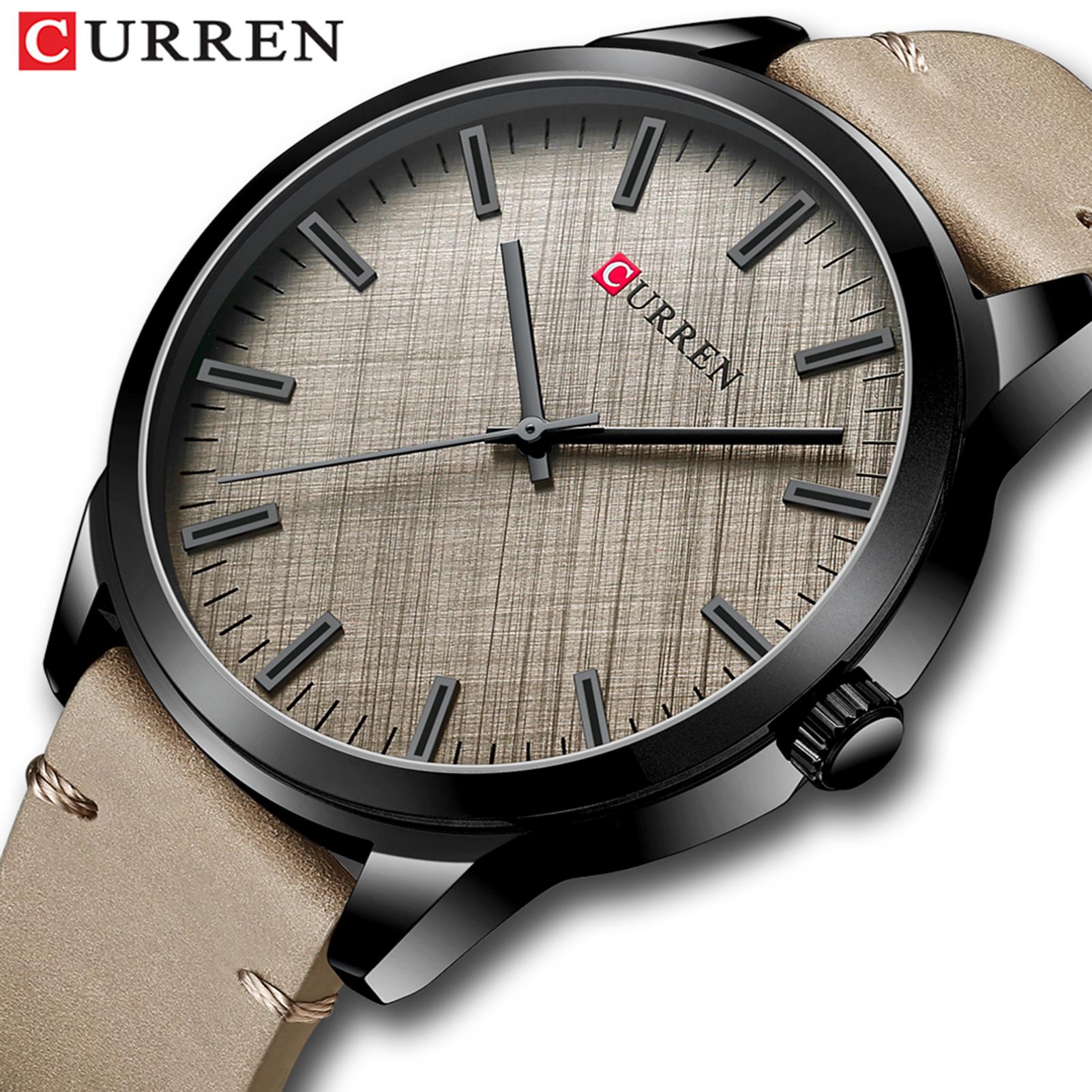 Đồng hồ đeo tay thời trang nam CURREN có dây đeo bằng da không thấm nước
