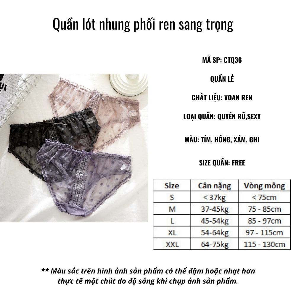 Quần lót voan ren cao chấp chấm bi xuyên thấu siêu sexy