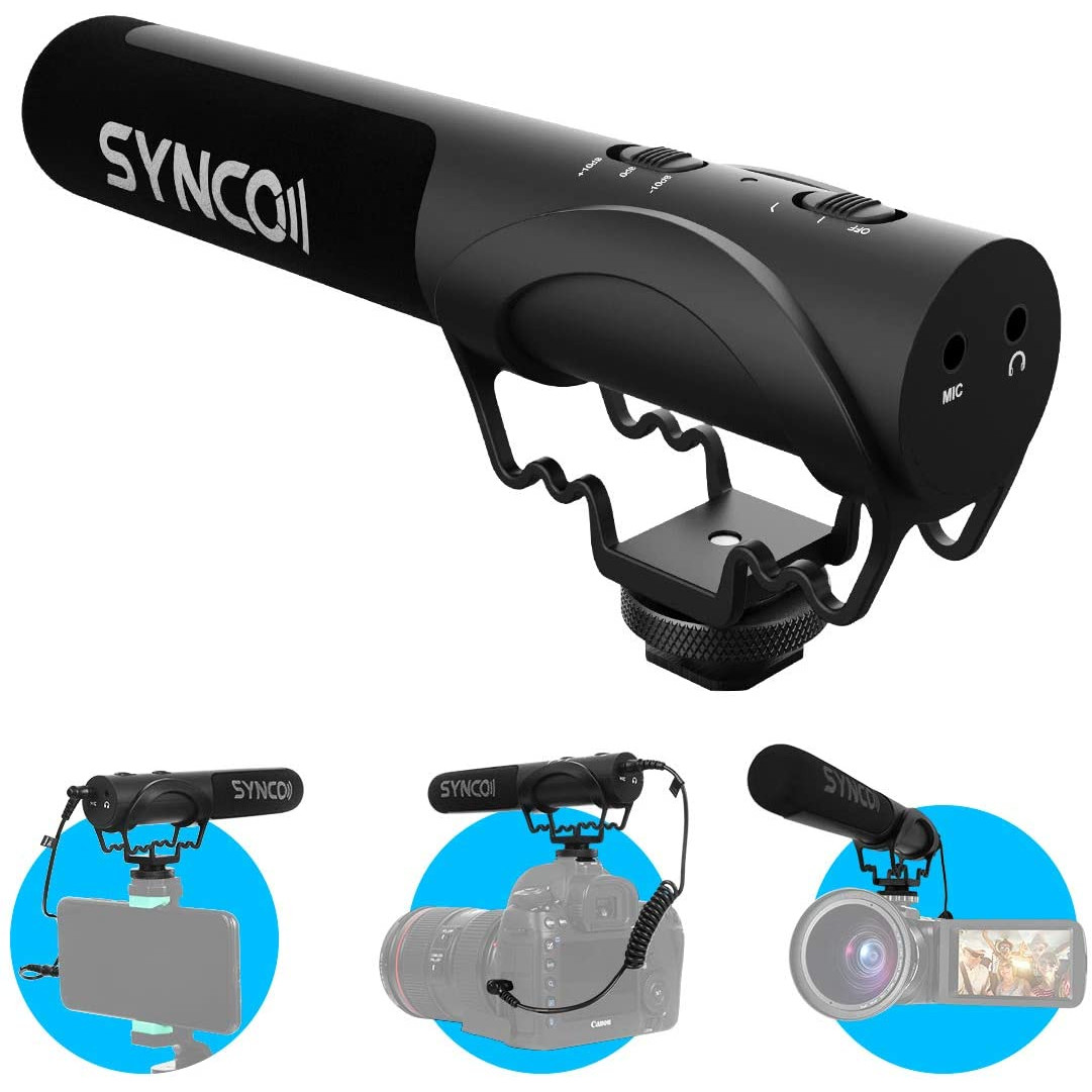 Micro đa năng cho điện thoại-máy ảnh-máy quay Synco Mic-M3 thu âm định hướng super-cardioid - Hàng chính hãng