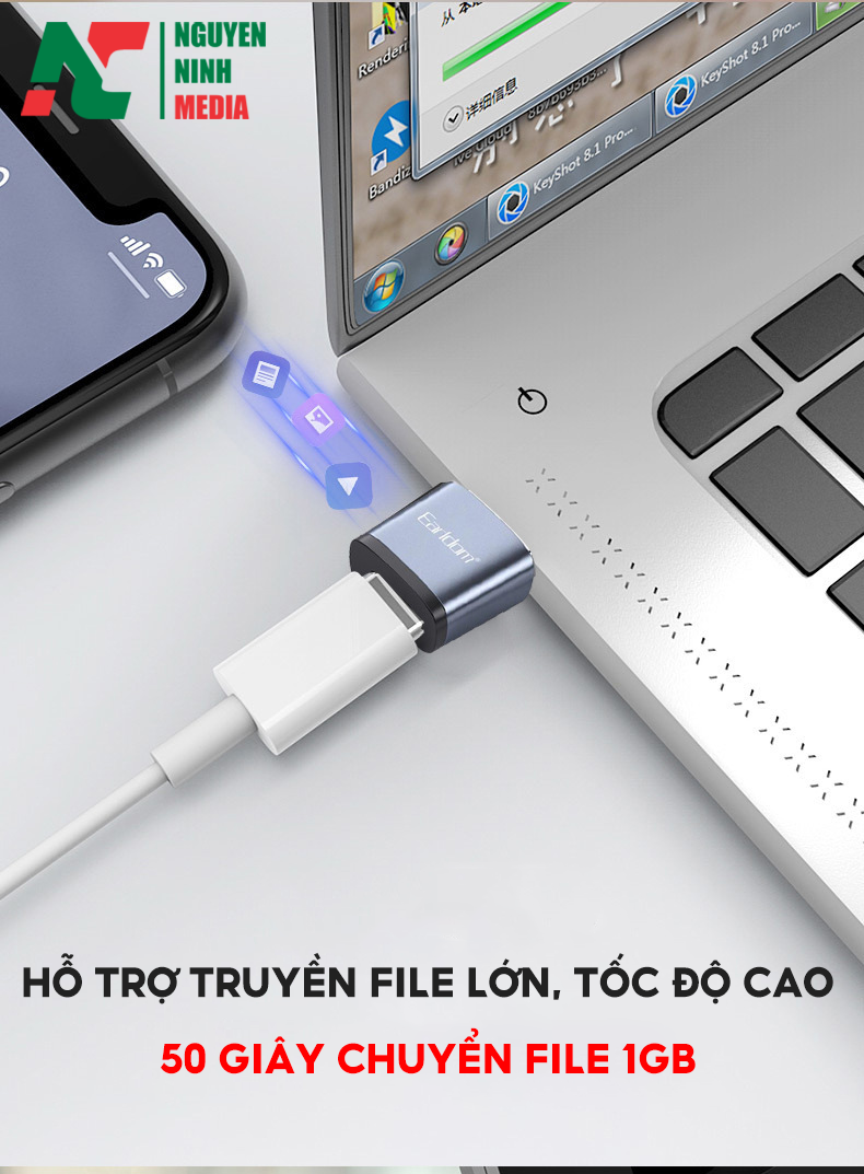 Đầu Chuyển USB TypeC sang USB 3.0 Earldom OT61 - Hàng Chính Hãng