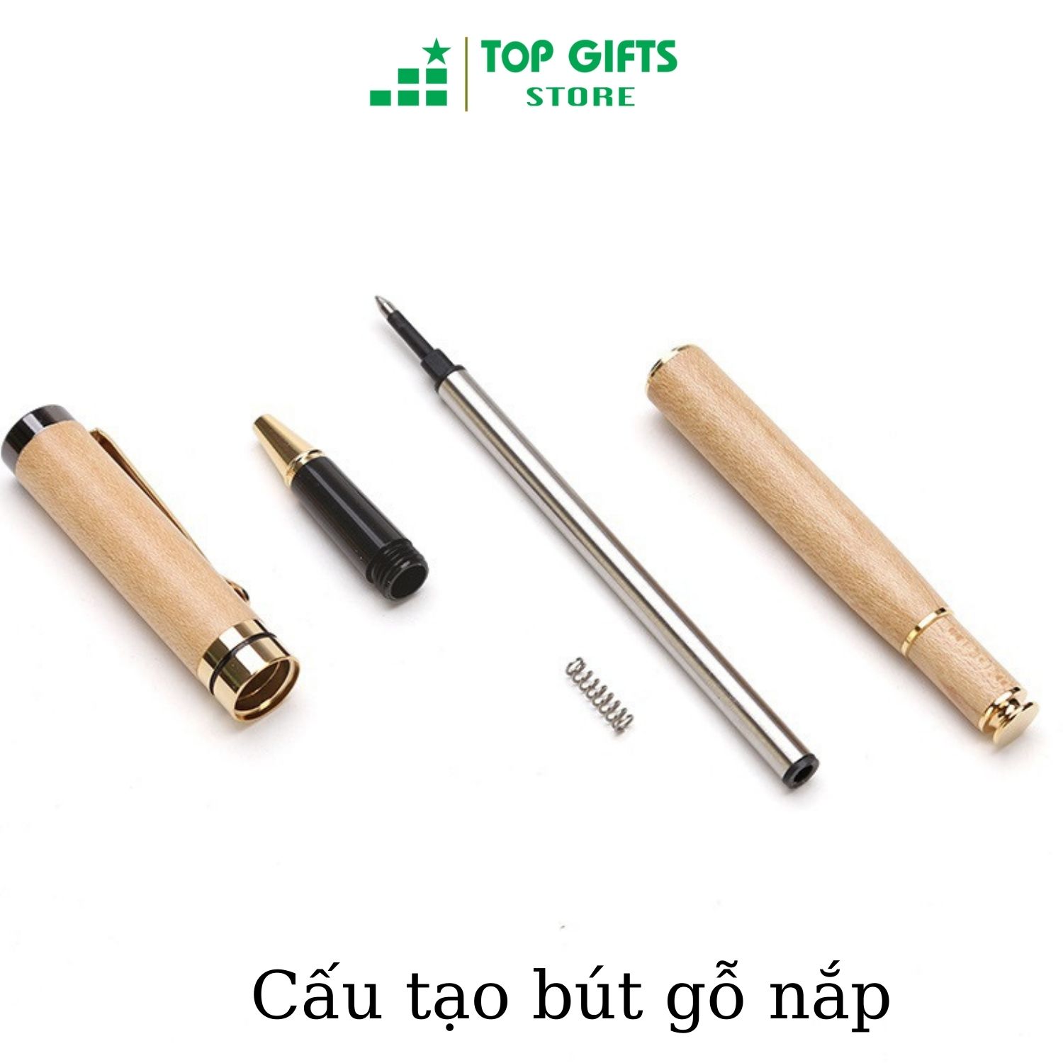 Bút ký gỗ cao cấp BG001 khắc tên theo yêu cầu - mực xanh gỗ mapple