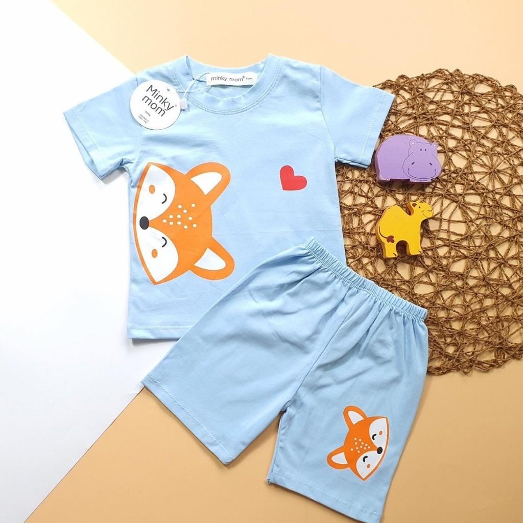 Bộ Cộc Tay Cho Bé FREE SHIP Bộ Minky Mom Cộc Tay Sở Thú Chất Thun Lạnh siêu mềm mịn thoáng mát