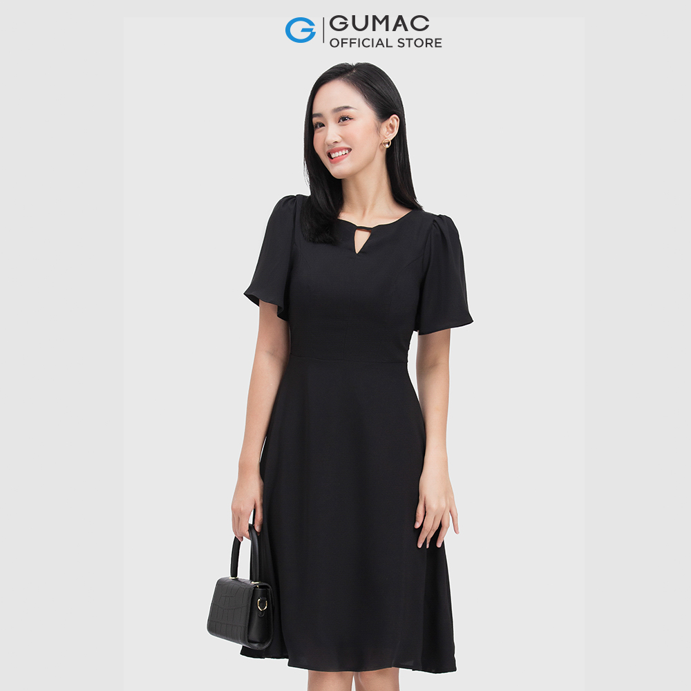 Đầm nữ DC05029 form A hơi xòe nhẹ cổ tròn khét chữ V