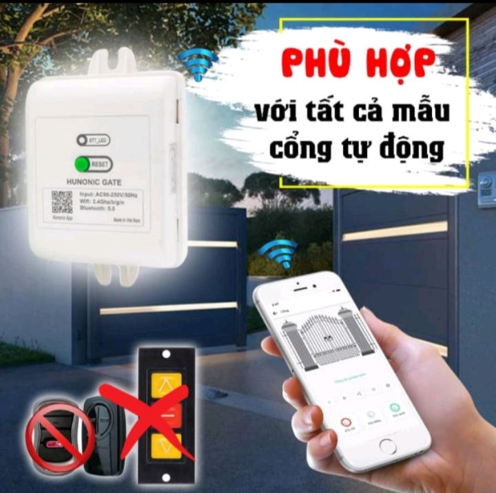 Bộ điều khiển cổng tự động Hunonic Gate, Điều khiển từ xa bằng điện thoại qua Tích hợp Wifi và Bluetooth