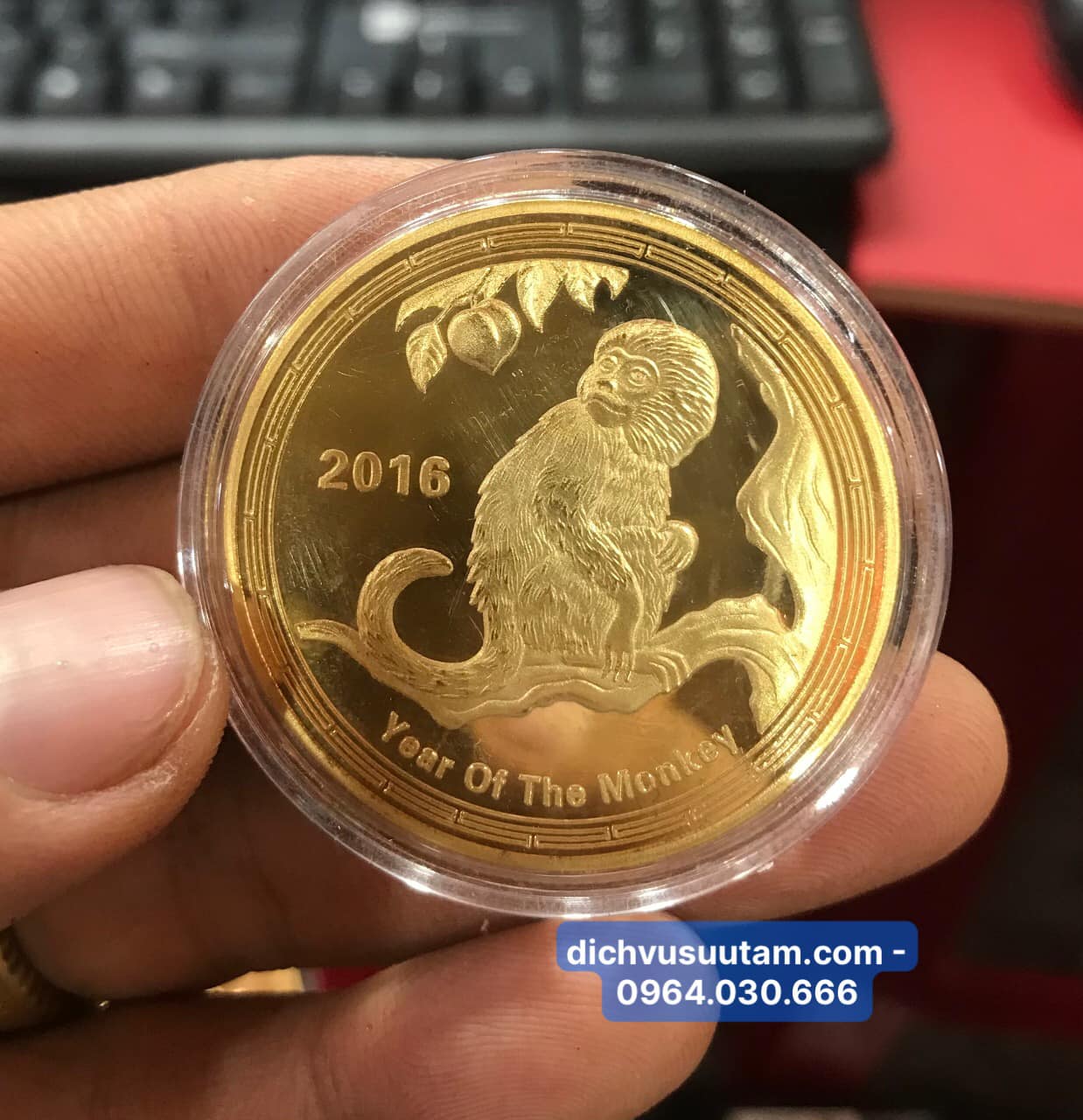 Đồng xu Úc lưu niệm tuổi Thân, con Khỉ, kèm hộp đựng