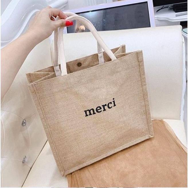 Túi Cói Merci thích hợp đeo đi biển, đi dạo phố, đi học đi làm, du lịch 32 x 35 cm _DiLi Mart