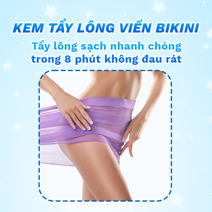 Combo tẩy lông Bikini Cléo, an toàn,hiệu quả trong 8 phút 50g và tẩy lông nách Cléo da nhạy cảm 50g