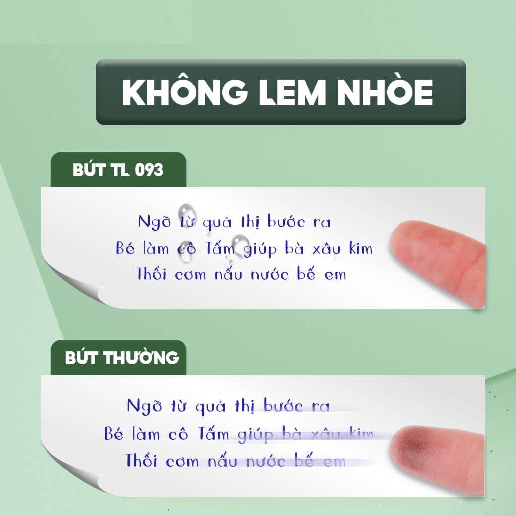 Combo 5 Bút bi Thiên Long TL-093 ngòi 0.6mm - Thiết kế nắp đậy, trọng lượng nhẹ ít gây mỏi tay