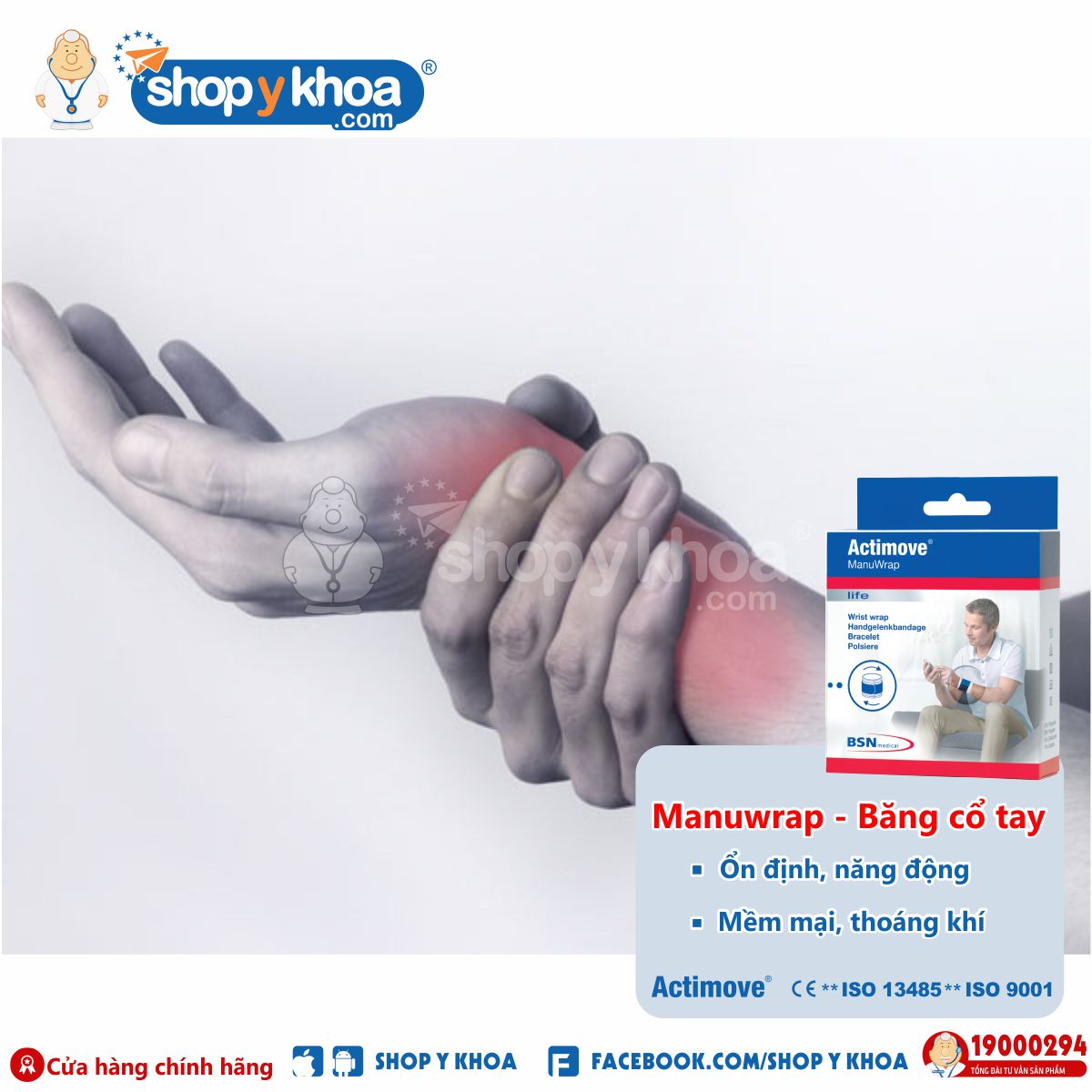 Băng cổ tay chấn thương và thể thao Actimove ManuWrap