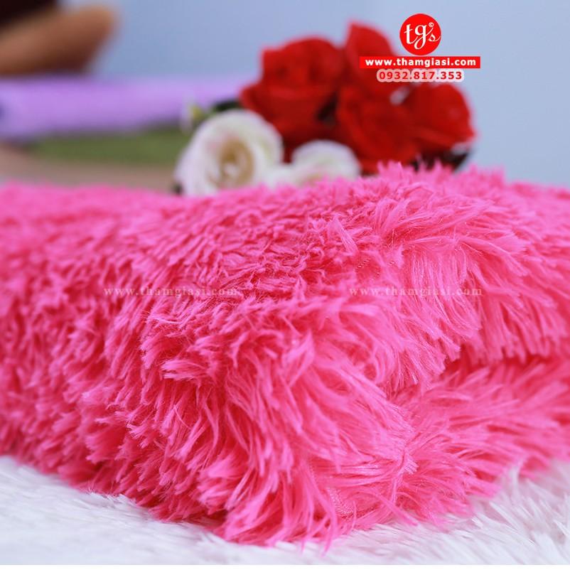 Thảm Lông Xù Màu Đỏ Hoa Hồng | 160x200cm | Thảm Trang Trí Phòng Khách - Phòng Ngủ - Thảm Trải Sofa - Thảm Dành Cho Bé