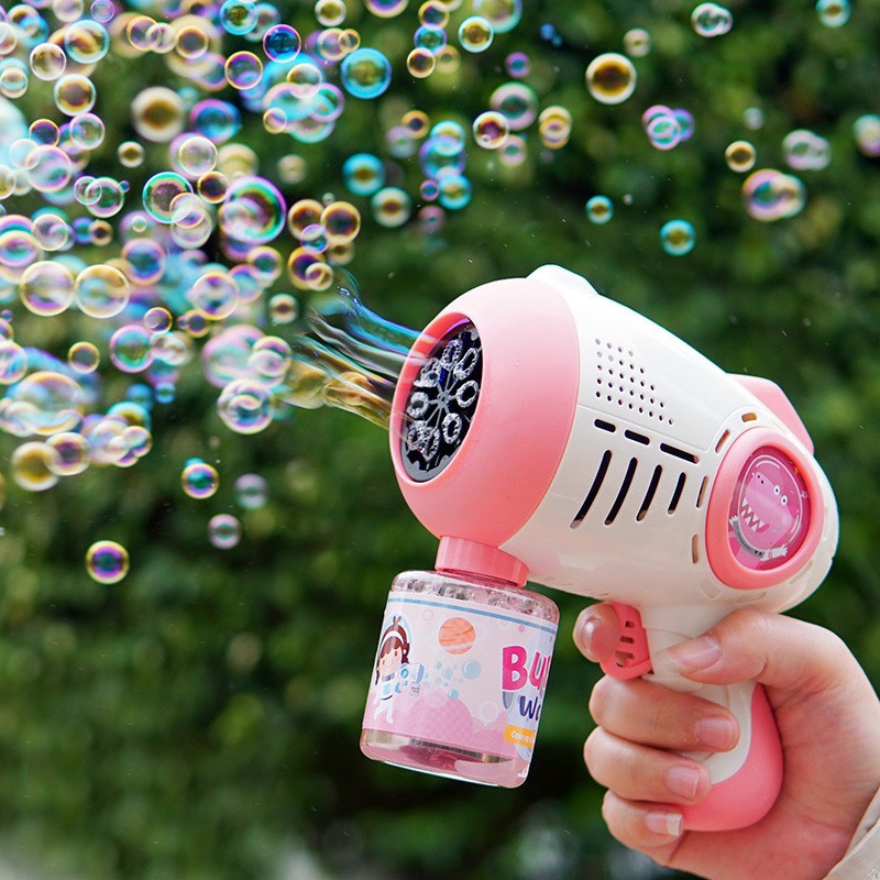 Máy bắn bong bóng hoạt hình siêu cute có đèn, đồ chơi cho bé, nhựa abs loại 1 - Quà tặng yêu thích cho bé
