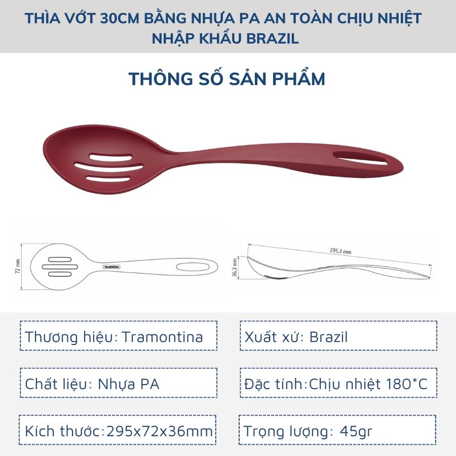 Combo 2 Dụng Cụ Nấu Ăn Gồm 1 Thìa Vớt Đồ Ăn 30cm và 1 Thìa Múc Canh Sâu Lòng 30cm TRAMONTINA Chất Liệu Nhựa Chịu Nhiệt An Toàn Sản Xuất Tại BRAZIL - Hàng Chính Hãng